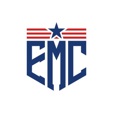 Yıldız ve Amerikan Bayrak Kayışlı Yurtsever EMC logosu. USA Flag ile EMC Logosu