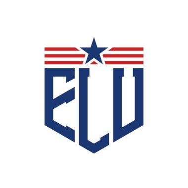 Yıldız ve Amerikan Bayrak Kayışlı Vatansever ELU logosu. USA Flag 'lı ELU Logosu