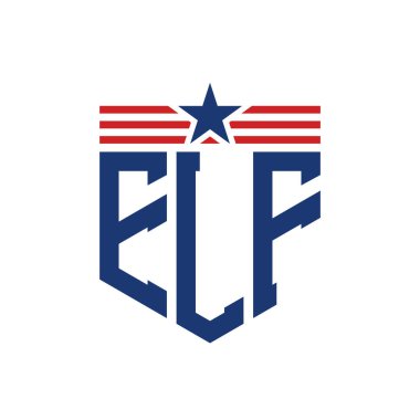 Yıldız ve Amerikan Bayrak Kayışlı Vatansever ELF logosu. USA Flag ile ELF Logosu