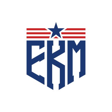 Star ve American Flag Straps 'li Vatansever EKM logosu. USA Flag ile Harf EKM Logosu