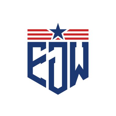 Yıldız ve Amerikan Bayrak Kayışlı Vatansever EJW logosu. ABD Bayrağı ile EJW Logosu