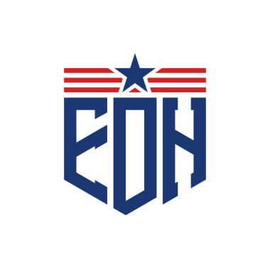 Yıldız ve Amerikan Bayrak Kayışlı Vatansever EDH logosu. ABD Bayrağı ile EDH logosu