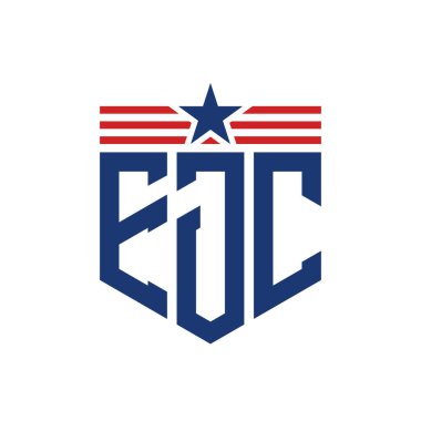 Yıldız ve Amerikan Bayrak Kayışlı Vatansever EJC logosu. USA Flag ile EJC Logosu