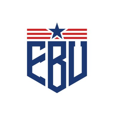 Yıldız ve Amerikan Bayrak Kayışlı Yurtsever EBU logosu. ABD Bayrağı ile EBU Logosu