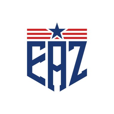 Yıldız ve Amerikan Bayrak Kayışlı Vatansever EAZ logosu. ABD Bayrağı 'nın EAZ logosu