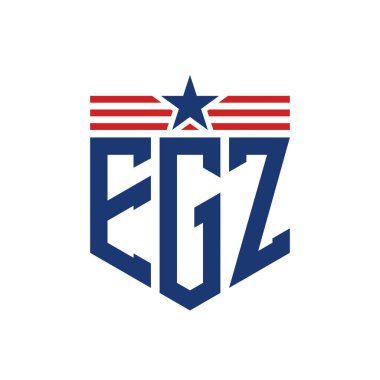 Yıldız ve Amerikan Bayrak Kayışlı Vatansever EGZ logosu. USA Flag ile EGZ logosu