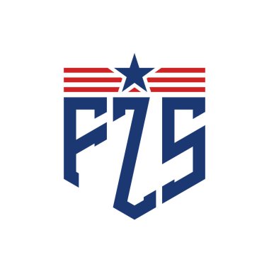 Yıldız ve Amerikan Bayrak Kayışlı Vatansever FZS logosu. USA Flag ile FZS Logosu