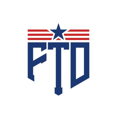 Yıldız ve Amerikan Bayrak Kayışlı Vatansever FTD logosu. ABD Bayrağı ile FTD Logosu