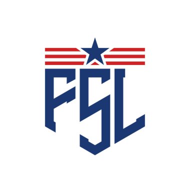 Yıldız ve Amerikan Bayrak Kayışlı Yurtsever FSL logosu. USA Flag ile FSL logosu