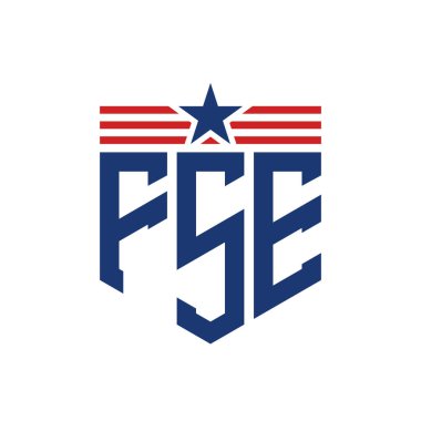 Yıldız ve Amerikan Bayrak Kayışlı Yurtsever FSE logosu. ABD Bayrağı ile FSE Logosu