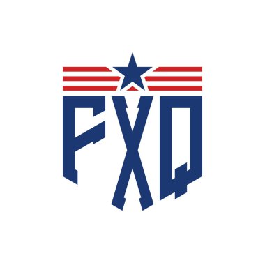 Yıldız ve Amerikan Bayrak Kayışlı Vatansever FXQ logosu. USA Flag ile FXQ logosu