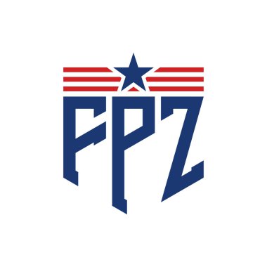 Yıldız ve Amerikan Bayrak Kayışlı Vatansever FPZ logosu. USA Flag ile FPZ logosu