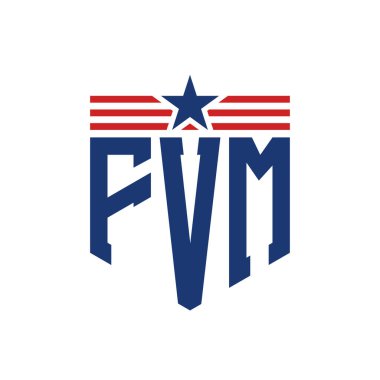 Star ve American Flag Straps 'li Vatansever FVM logosu. USA Flag ile FVM Logosu