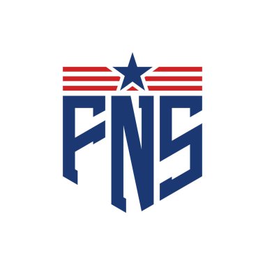 Yıldız ve Amerikan Bayrak Kayışlı Yurtsever FNS logosu. USA Flag ile FNS Logosu