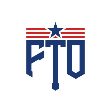 Yıldız ve Amerikan Bayrak Kayışlı Yurtsever FTO logosu. USA Flag ile FTO logosu