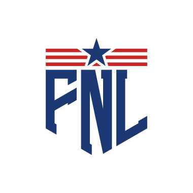 Yıldız ve Amerikan Bayrak Kayışlı Yurtsever FNL logosu. USA Flag ile FNL Logosu