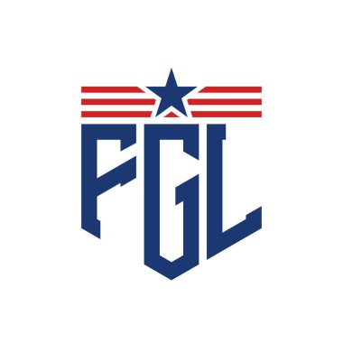 Yıldız ve Amerikan Bayrak Kayışlı Yurtsever FGL logosu. USA Flag ile FGL logosu