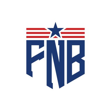 Star ve American Flag Straps 'li Vatansever FNB logosu. ABD Bayrağı ile FNB Logosu