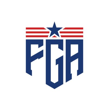 Yıldız ve Amerikan Bayrak Kayışlı Yurtsever FGA logosu. ABD Bayrağı ile FGA Logosu