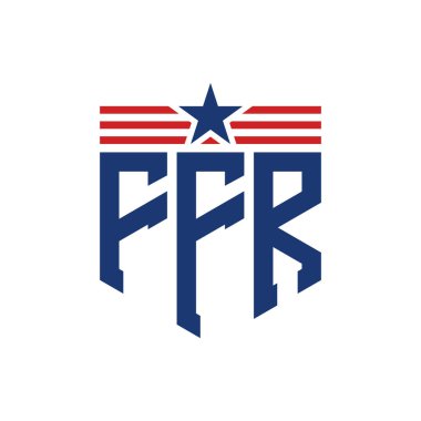 Yıldız ve Amerikan Bayrak Kayışlı Yurtsever FFR logosu. USA Flag ile FFR Logosu