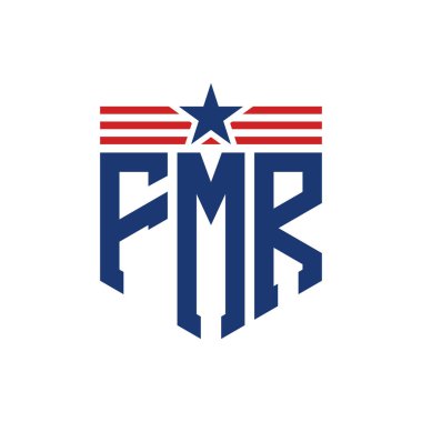 Yıldız ve Amerikan Bayrak Kayışlı Yurtsever FMR logosu. USA Flag ile FMR Logosu