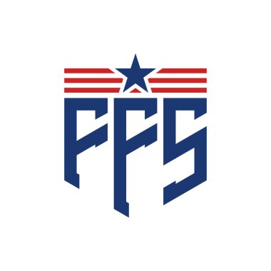 Star ve American Flag Straps 'li Vatansever FFS logosu. USA Flag ile FFS Logosu