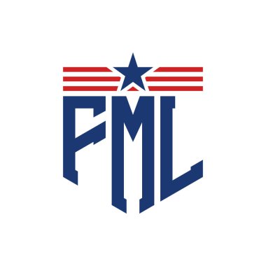 Yıldız ve Amerikan Bayrak Kayışlı Yurtsever FML logosu. USA Flag ile FML Logosu