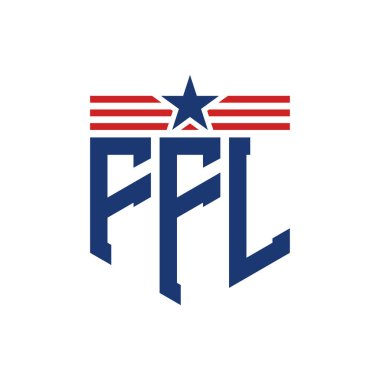 Yıldız ve Amerikan Bayrak Kayışlı Yurtsever FFL logosu. USA Flag ile FFL Logosu