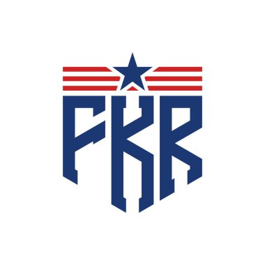 Yıldız ve Amerikan Bayrak Kayışlı Yurtsever FKR logosu. ABD Bayrağı ile FKR Logosu