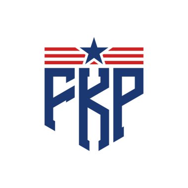 Yıldız ve Amerikan Bayrak Kayışlı Vatansever FKP logosu. USA Flag ile FKP Logosu