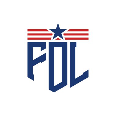 Yıldız ve Amerikan Bayrak Kayışlı Yurtsever FDL logosu. USA Flag ile FDL Logosu