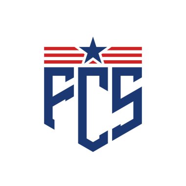 Yıldız ve Amerikan Bayrak Kayışlı Yurtsever FCS logosu. USA Flag ile FCS Logosu