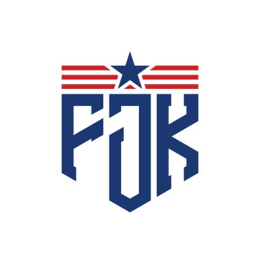 Star ve American Flag Straps 'li Vatansever FJK logosu. ABD Bayrağı ile FJK Logosu