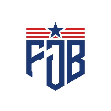 Yıldız ve Amerikan Bayrak Kayışlı Vatansever FJB logosu. ABD Bayrağı ile FJB Logosu