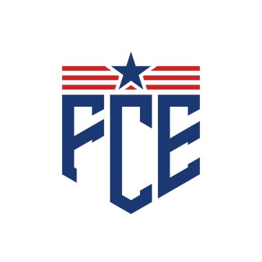 Star ve American Flag Straps 'li Vatansever FCE logosu. ABD Bayrağı ile FCE Logosu