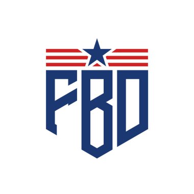 Star ve American Flag Straps 'li Vatansever FBD logosu. ABD Bayrağı ile FBD Logosu