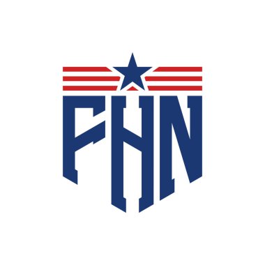 Yıldız ve Amerikan Bayrak Kayışlı Vatansever FHN logosu. USA Flag ile FHN Logosu