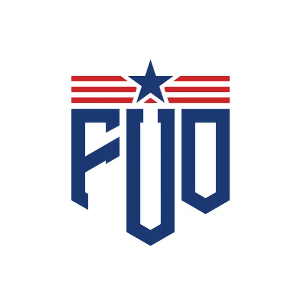 stock vector Patriotic FUO Logo with Star and American Flag Straps. Letter FUO Logo with USA Flag