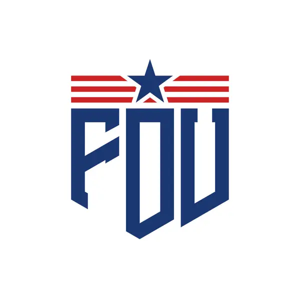 Stock vector Patriotic FDU Logo with Star and American Flag Straps. Letter FDU Logo with USA Flag