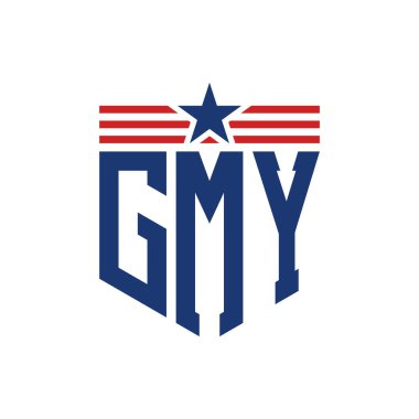 Star ve American Flag Straps 'li Vatansever GMY logosu. USA Flag ile GMY Logosu