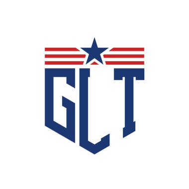 Yıldız ve Amerikan Bayrak Kayışlı Vatansever GLT logosu. USA Flag ile GLT Logosu