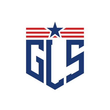 Yıldız ve Amerikan Bayrak Kayışlı Yurtsever GLS logosu. USA Flag ile Harf GLS Logosu