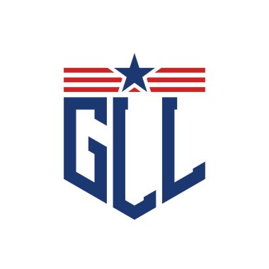 Star ve American Flag Straps 'li Vatansever GLL logosu. USA Flag ile GLL Logosu