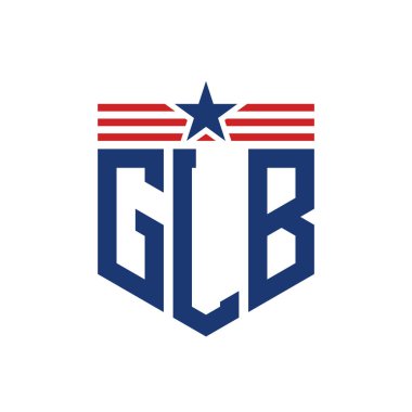 Yıldız ve Amerikan Bayrak Kayışlı Vatansever GLB logosu. USA Flag ile GLB Logosu