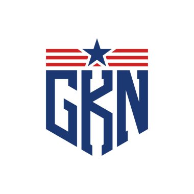 Yıldız ve Amerikan Bayrak Kayışlı Vatansever GKN logosu. USA Flag ile GKN Logosu