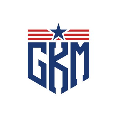 Yıldız ve Amerikan Bayrak Kayışlı Yurtsever GKM logosu. USA Flag ile Harf GKM Logosu