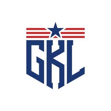 Yıldız ve Amerikan Bayrak Kayışlı Yurtsever GKL logosu. USA Flag ile GKL Logosu