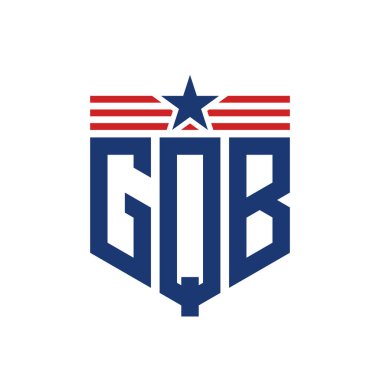 Yıldız ve Amerikan Bayrak Kayışlı Vatansever GQB logosu. ABD Bayrağı ile Harf GQB Logosu