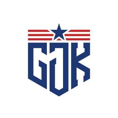 Yıldız ve Amerikan Bayrak Kayışlı Vatansever GJK logosu. USA Flag ile GJK Logosu