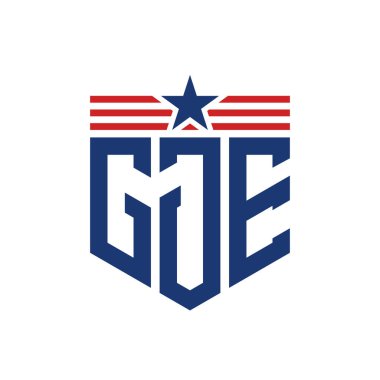 Yıldız ve Amerikan Bayrak Kayışlı Yurtsever GJE logosu. USA Flag ile GJE Logosu